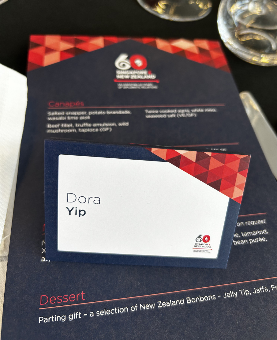 Photo of name tag on a menu