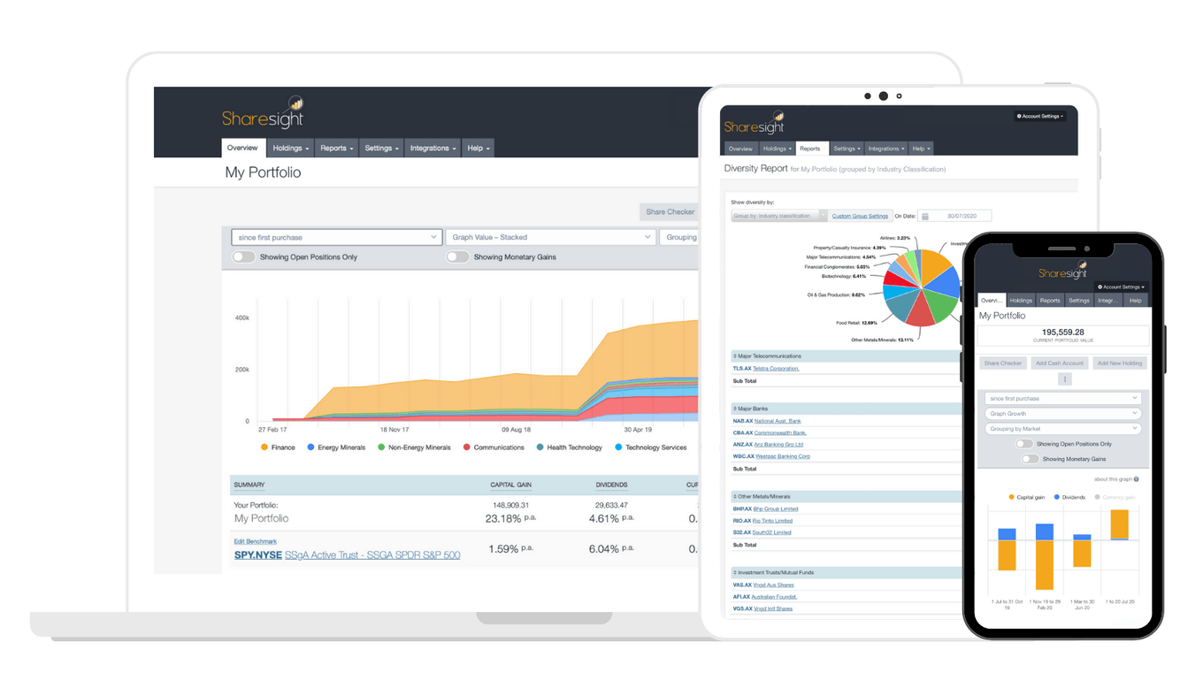 Track your share holdings portfolio with Sharesight across all devices